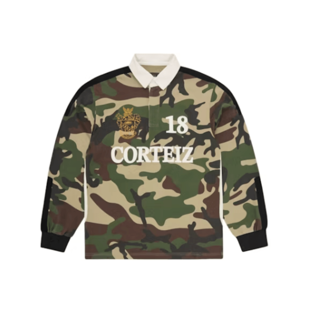 Corteiz Panelled Rugby Top Woodland Camo