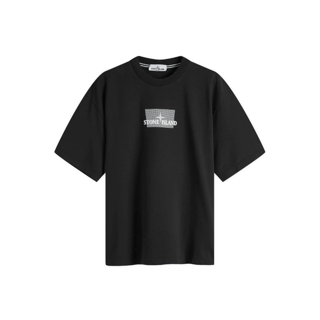 Stone Island Men's Grid Print Logo T-Shirt Black (Via Shipping Only)