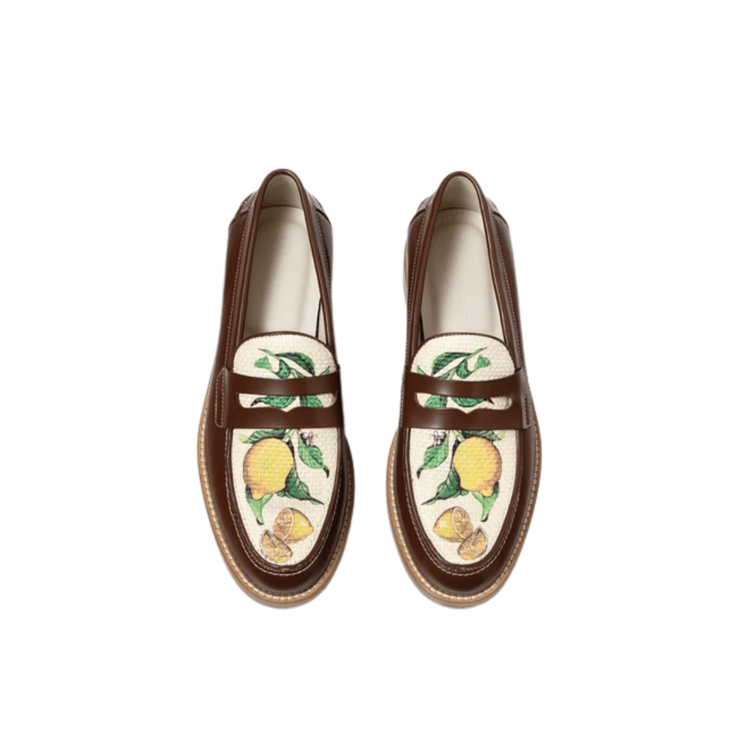 Duke + Dexter Lemon Rafia Penny Loafer Chestnut
