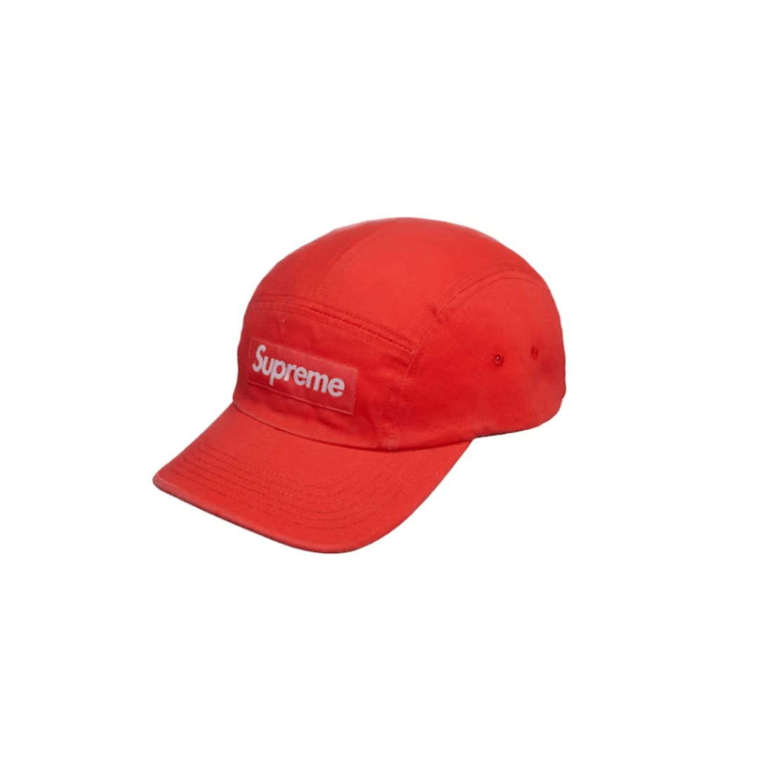 Supreme Washed Chino Twill Camp Cap (FW21) Neon Red