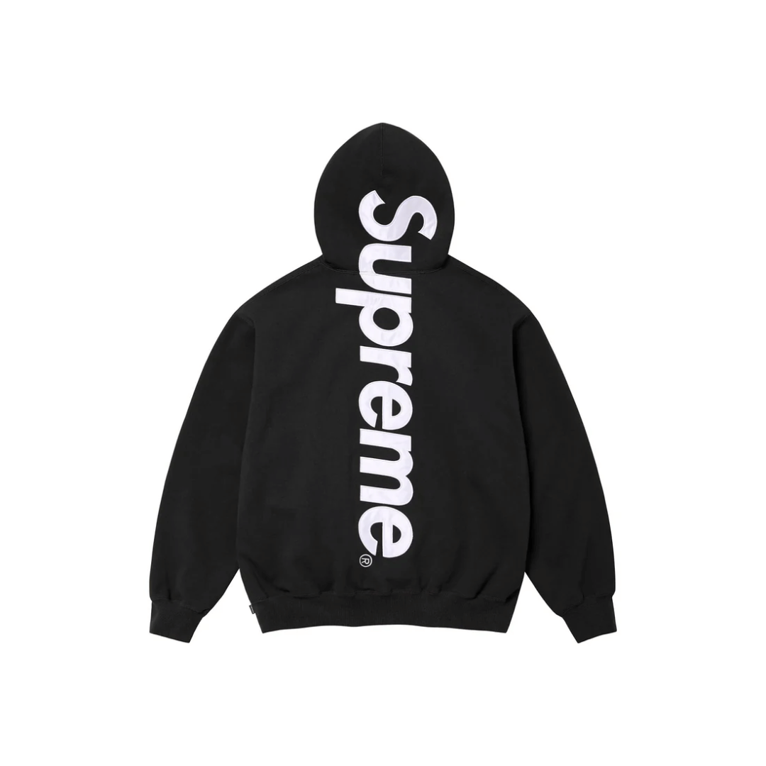 Supreme Satin Appliqué Hooded Sweatshirt (FW23) Black