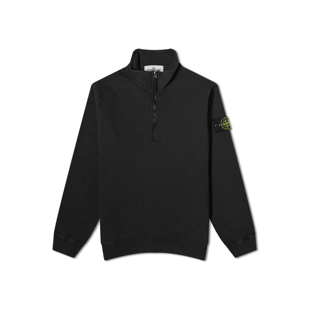Stone Island Men's Garment Dyed Half Zip Sweat in Black (Via Shipping Only)