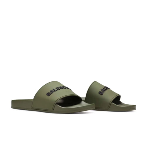Balenciaga Men Slide Pool Khaki Green
