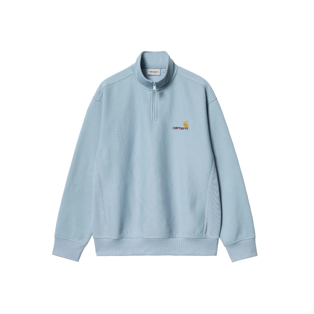 Carhartt Half Zip American Script Sweat Frosted Blue