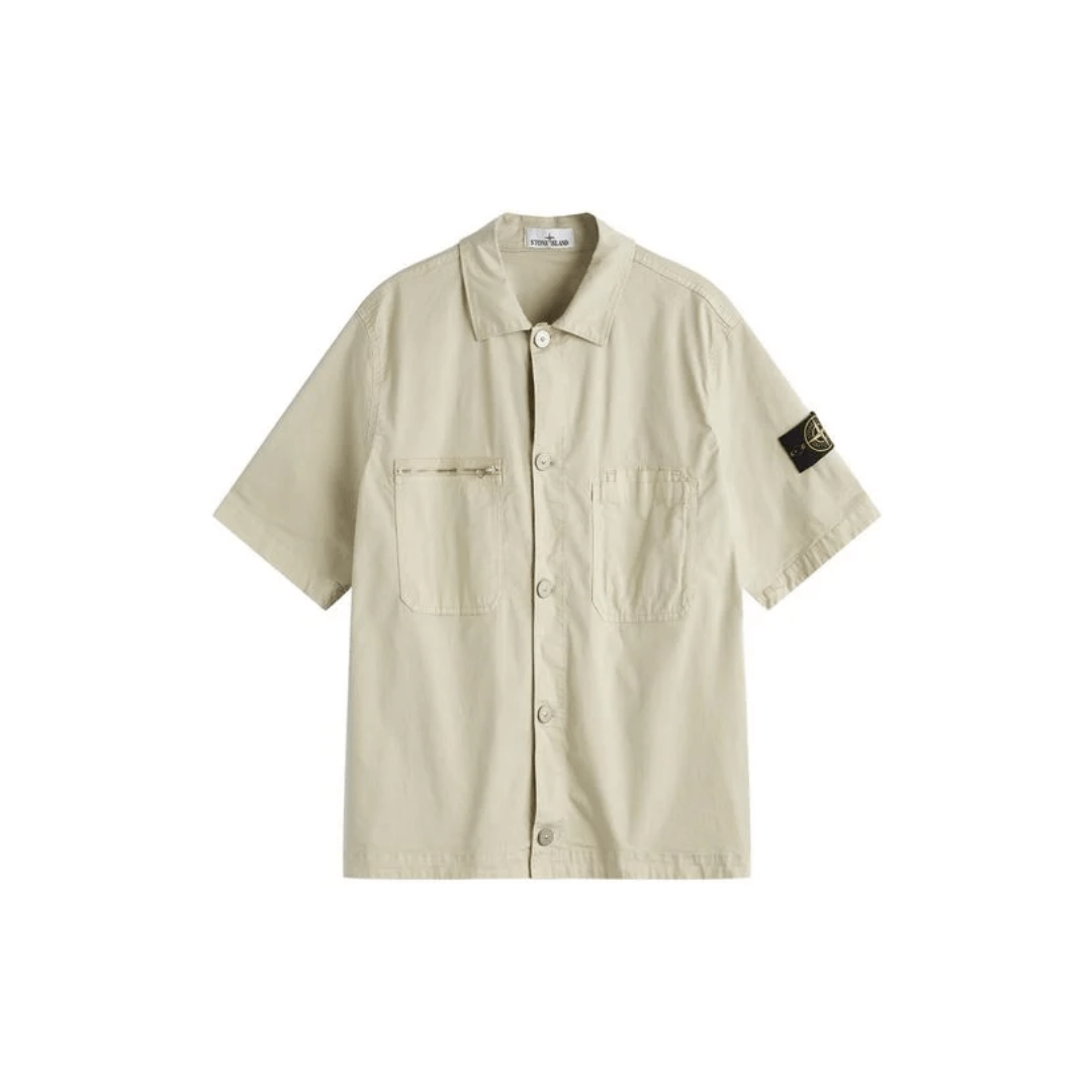 Stone Island Natural Stretch-Tc Garment Dyed Short Sleeve Overshirt (Via Shipping Only)