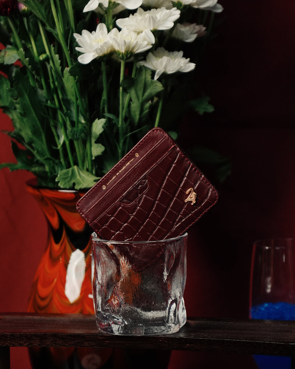 21st Gator Leather Merlot Burgundy Cardholder