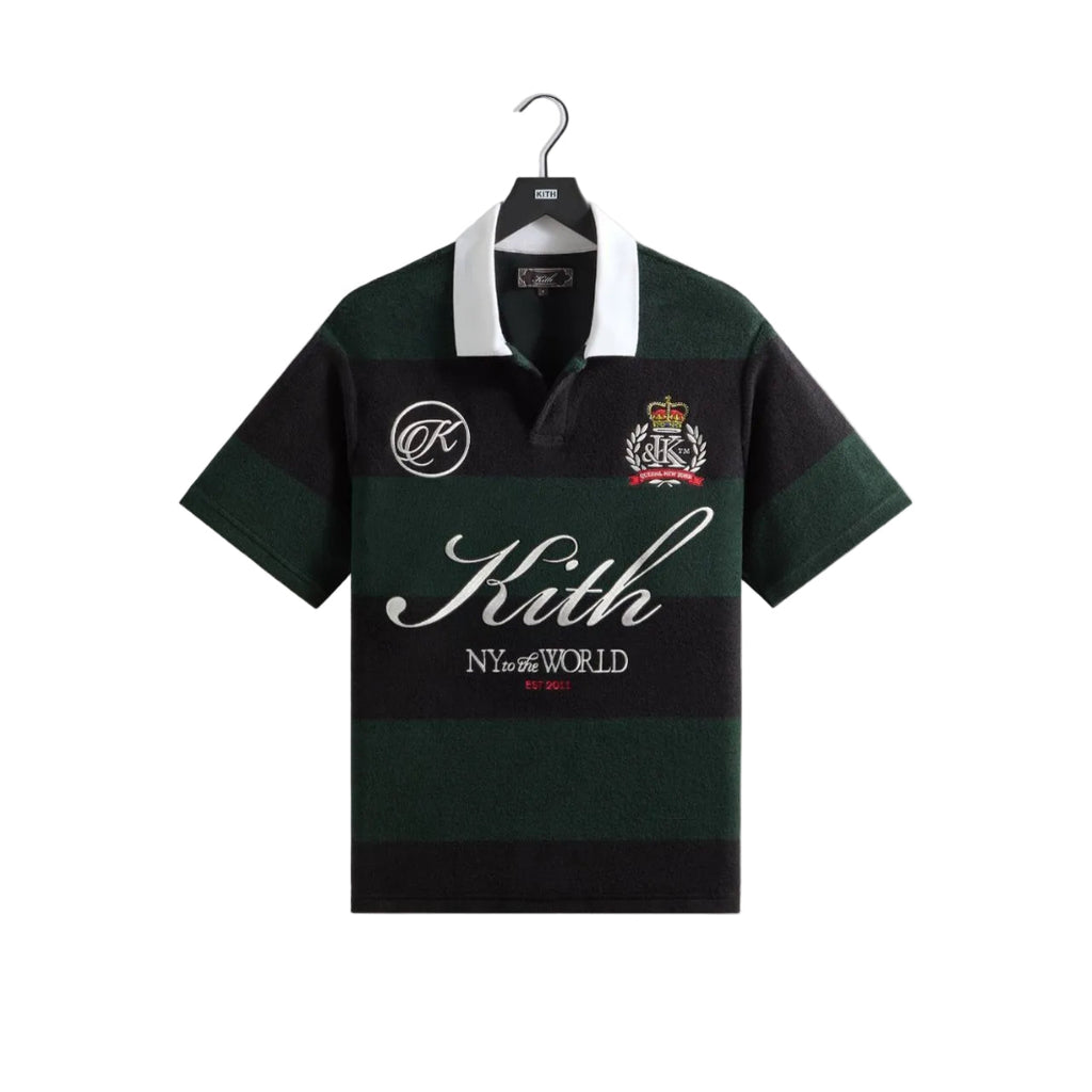 Kith Jacquard Terry Raya Polo Dark Green Stripe