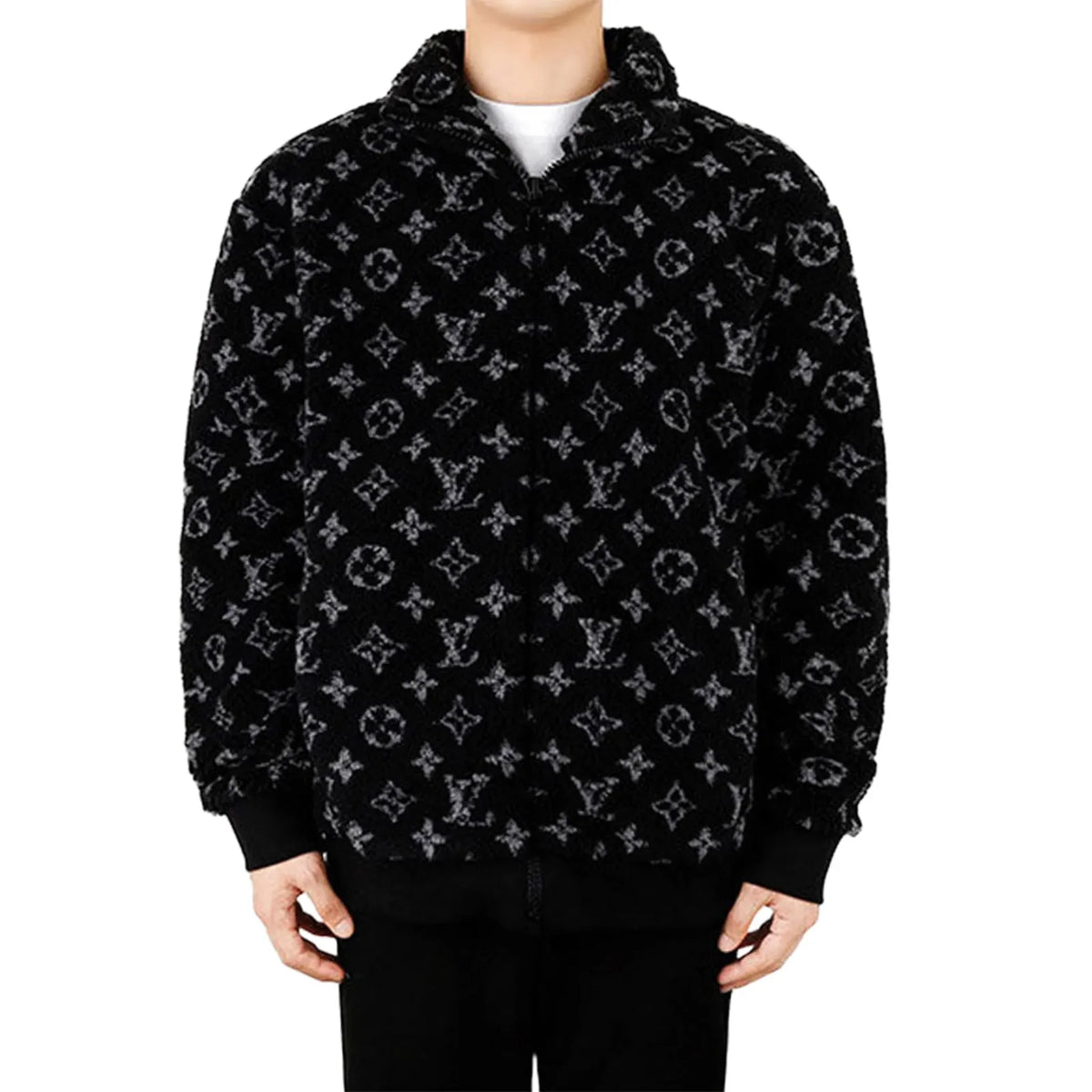 Louis Vuitton Monogram Fleece Zip Up Jacket Black/Grey