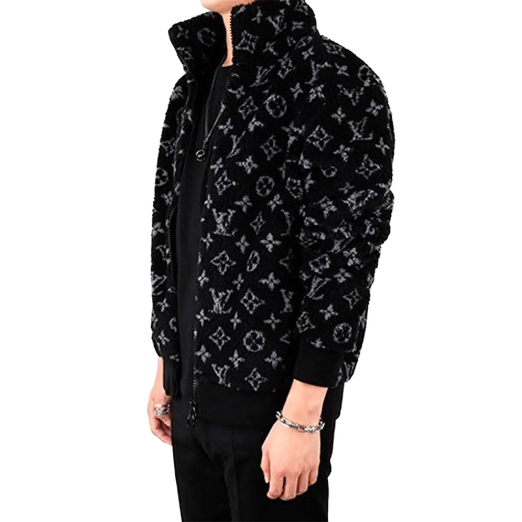 Louis Vuitton Monogram Fleece Zip Up Jacket Black/Grey