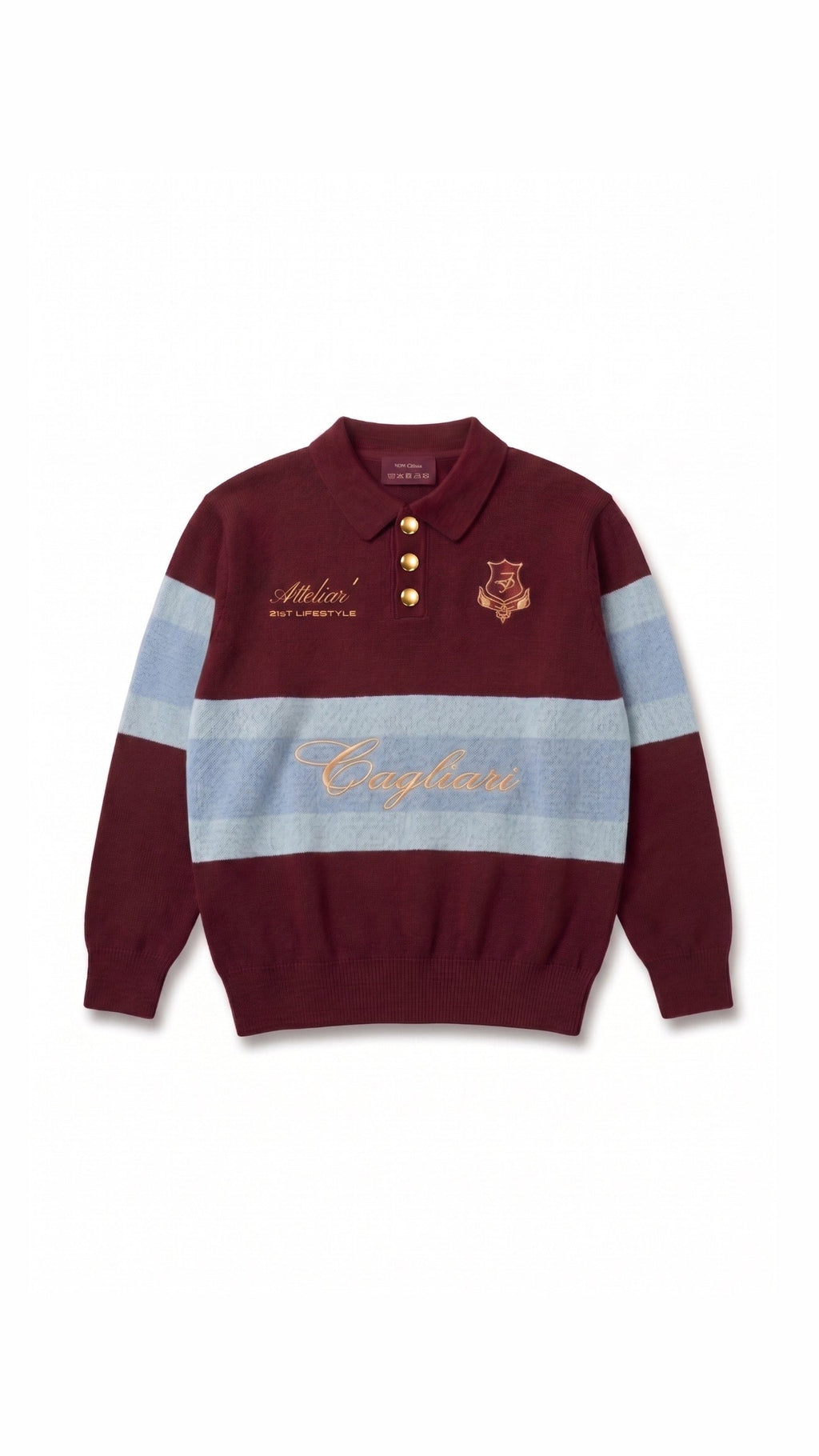 21stLifestyle x Cagliari : The Mansion Collection Polo Stripe Ash Burgundy