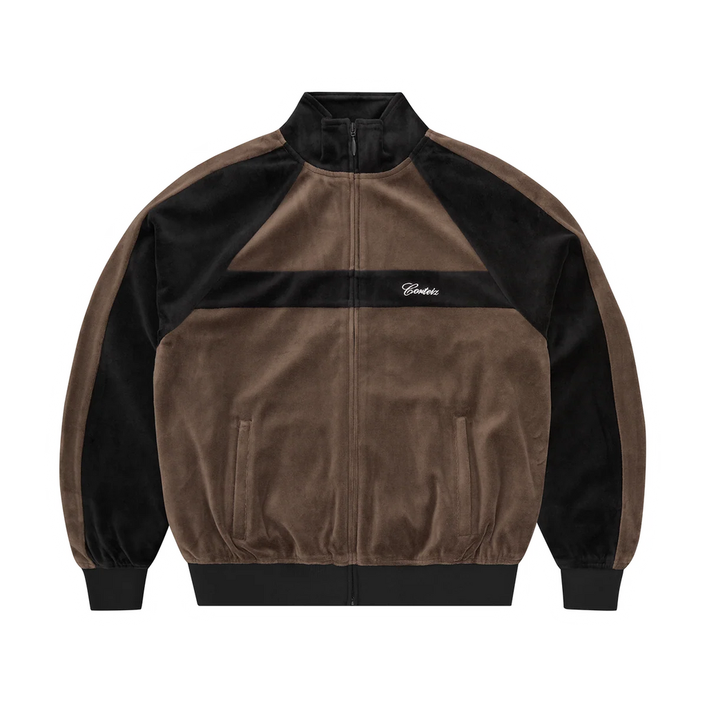 Corteiz PISTA VELOUR TRACK JACKET BROWN