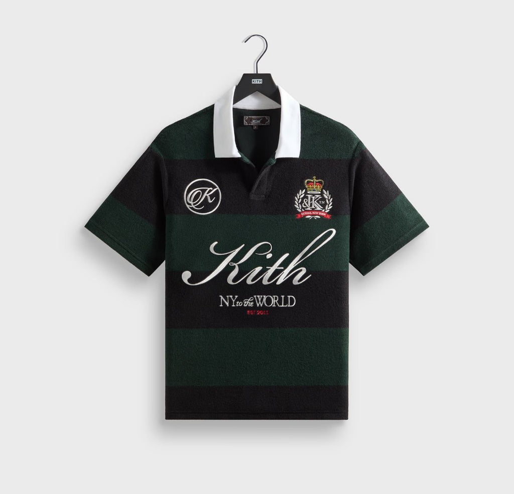 Kith Jacquard Terry Raya Polo Dark Green Stripe