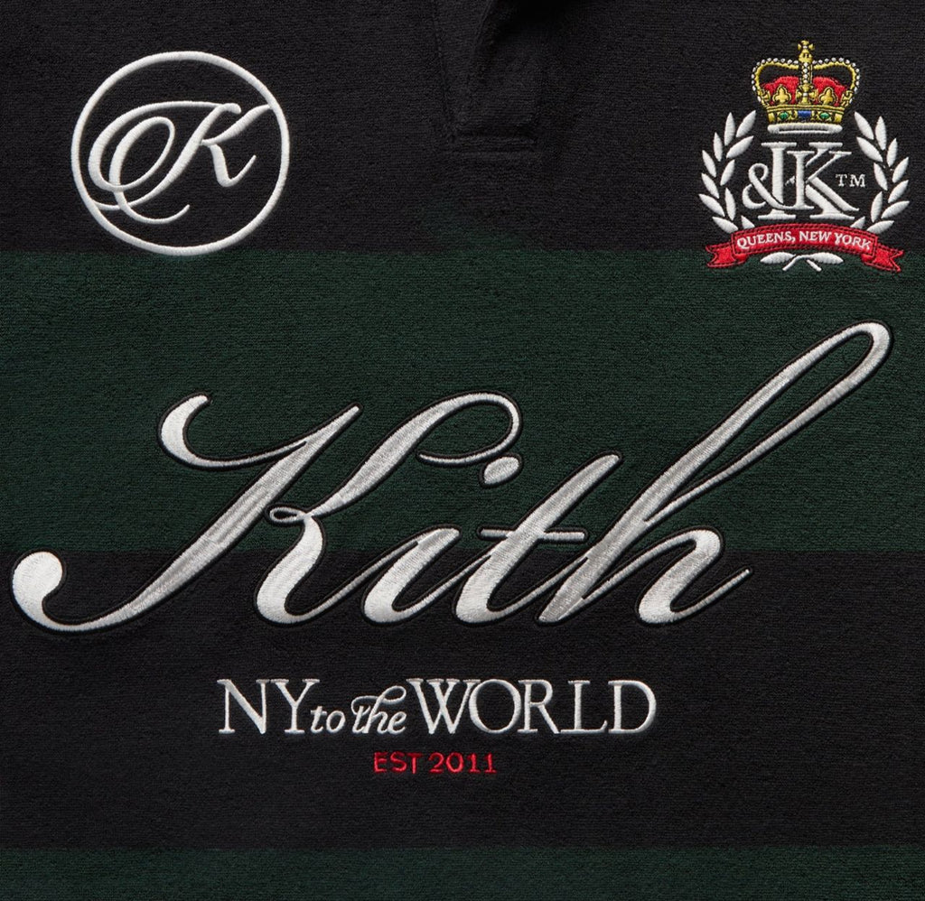 Kith Jacquard Terry Raya Polo Dark Green Stripe